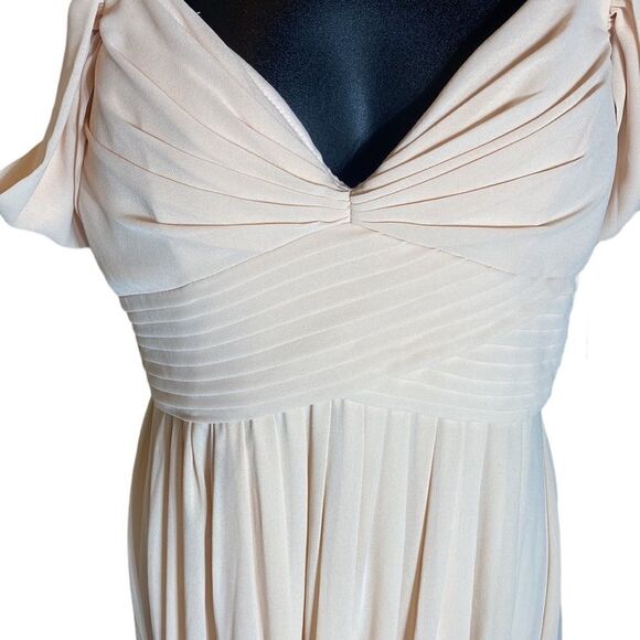 Lulus maxi bridesmaid dress make me move style D15861L lg chiffon off shoulder - Picture 5 of 9